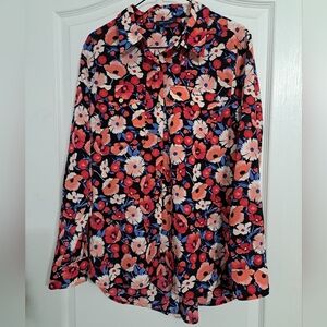 Tommy Hilfiger Collared Floral Button-Down Blouse Size Medium